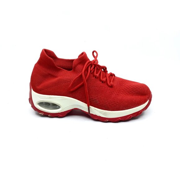 Red Air Cushion Tie-up Shock Absorbing Sports & Casual Shoes - Picture 2 of 8